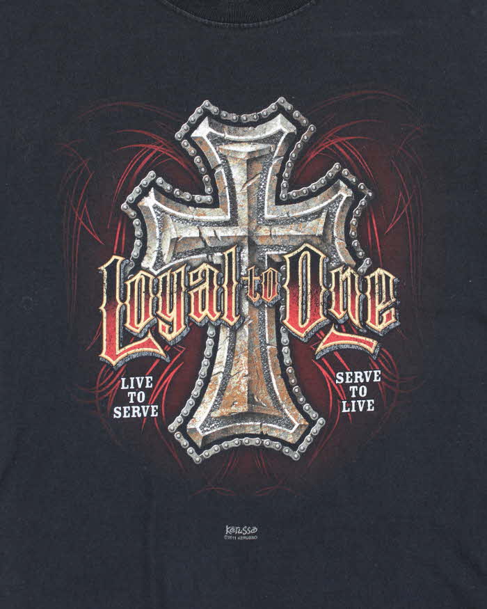 Vintage Loyal To One Crucifix Graphic T-shirt- M