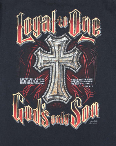 Vintage Loyal To One Crucifix Graphic T-shirt- M