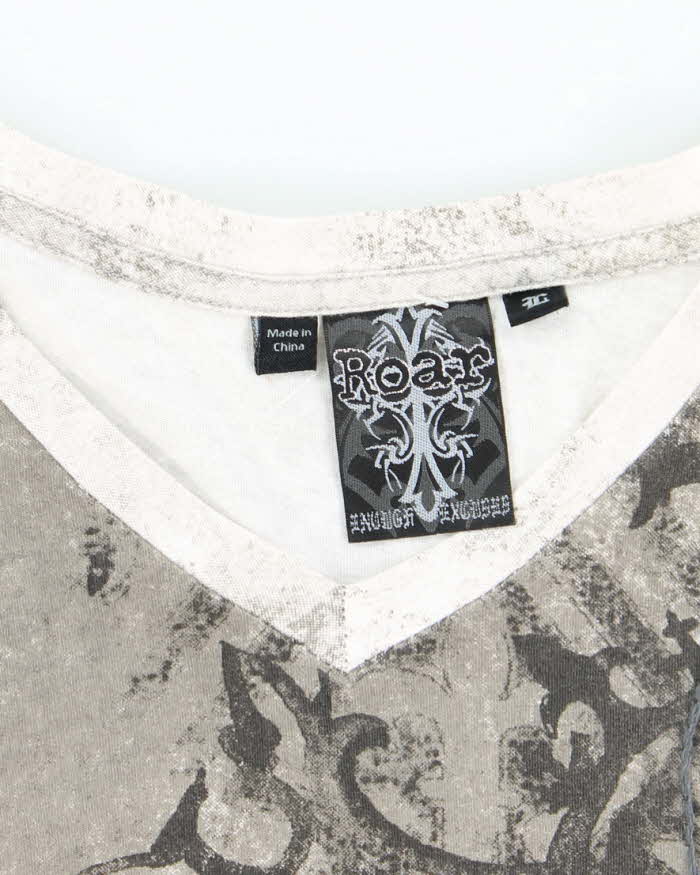 Vintage Y2k 00s Roar All Over Print T-shirt - L