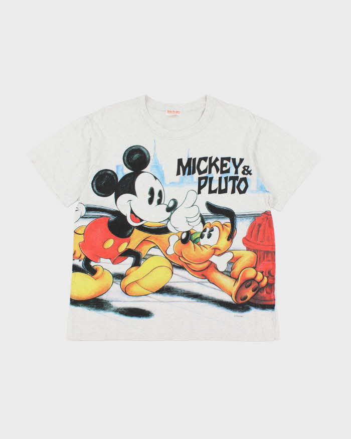 Vintage 90's Disney Mickey Mouse &amp; Pluto Graphic T-Shirt - M