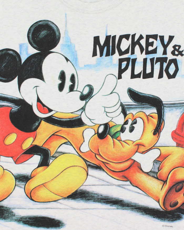 Vintage 90's Disney Mickey Mouse &amp; Pluto Graphic T-Shirt - M