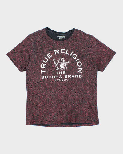 Vintage 2000's True Religion Patterned Centre Logo T-Shirt - L