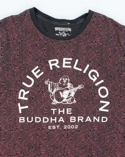 Vintage 2000's True Religion Patterned Centre Logo T-Shirt - L