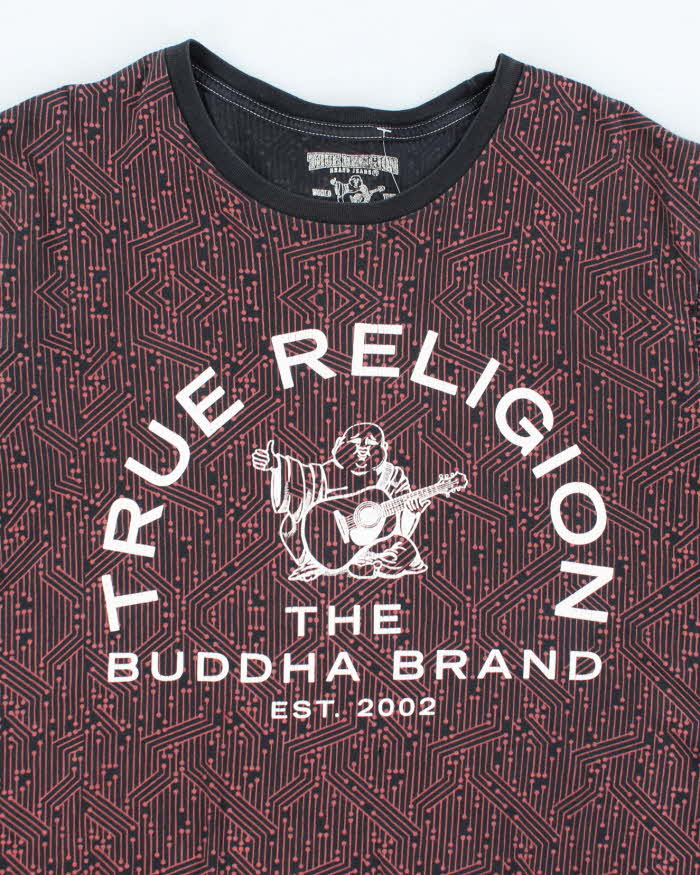 Vintage 2000's True Religion Patterned Centre Logo T-Shirt - L
