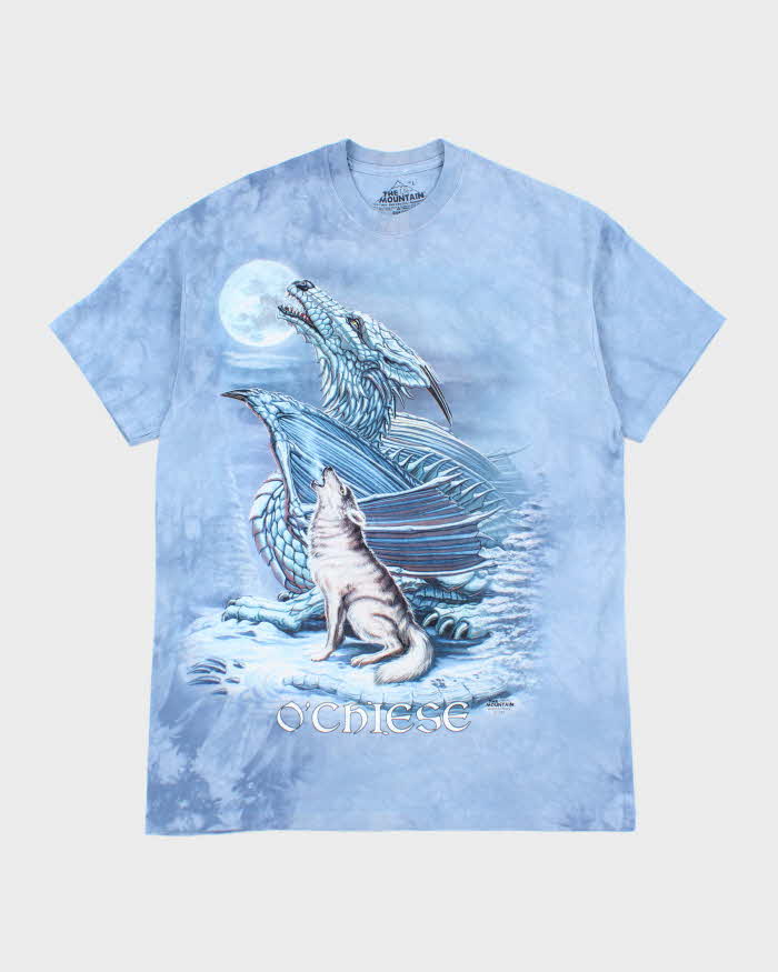 Vintage Y2K The Mountain Wolf &amp; Dragon Graphic T-Shirt - L