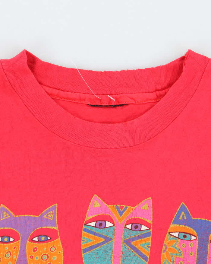 Vintage 90s Cat Single Stitch T-shirt - M