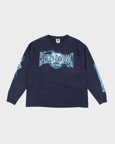 Vintage 2000's Harley Davidson Lightning Graphic Long Sleeved T-Shirt - XL