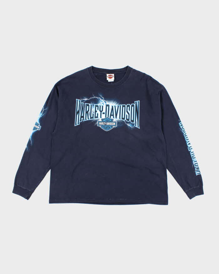 Vintage 2000's Harley Davidson Lightning Graphic Long Sleeved T-Shirt - XL