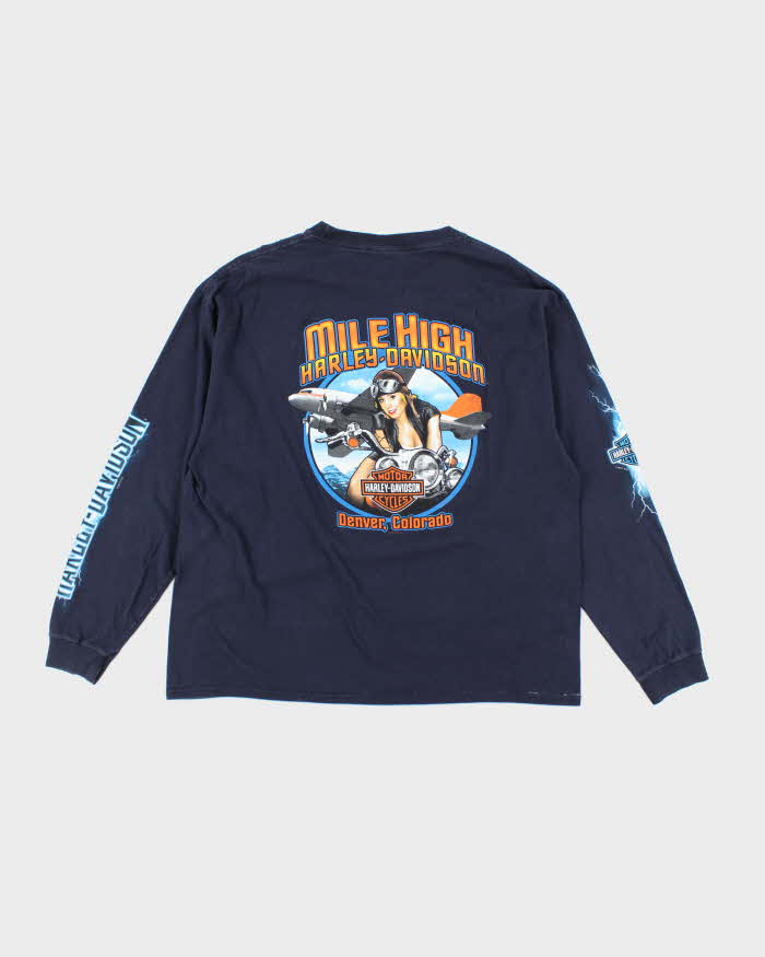Vintage 2000's Harley Davidson Lightning Graphic Long Sleeved T-Shirt - XL