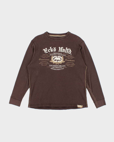 Vintage Y2K Ecko Embroidered Waffle Long-sleeve T-Shirt - XL