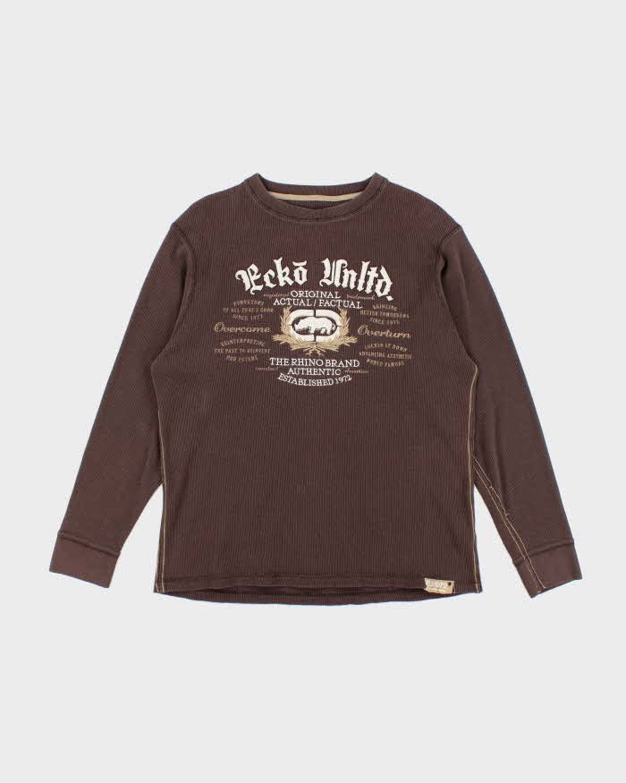 Vintage Y2K Ecko Embroidered Waffle Long-sleeve T-Shirt - XL