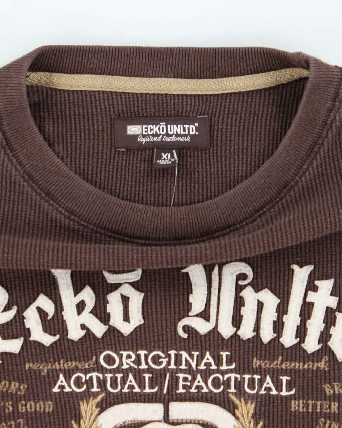 Vintage Y2K Ecko Embroidered Waffle Long-sleeve T-Shirt - XL
