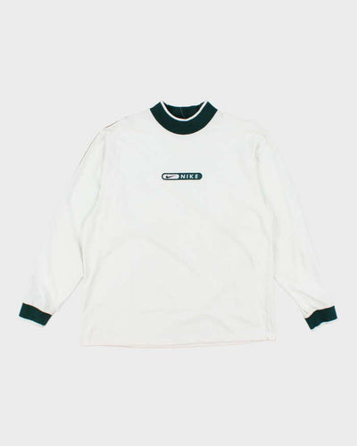 Vintage Nike Embroidered Logo Moc-Neck Long-sleeve T-Shirt - M