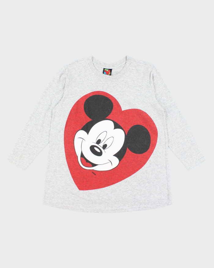Vintage 90's Disney Big Mickey Heart Graphic Long-sleeve T-Shirt - M