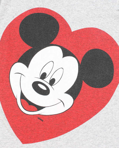 Vintage 90's Disney Big Mickey Heart Graphic Long-sleeve T-Shirt - M