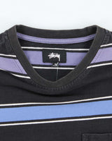 Vintage Stussy Striped Long-sleeved T-Shirt - M
