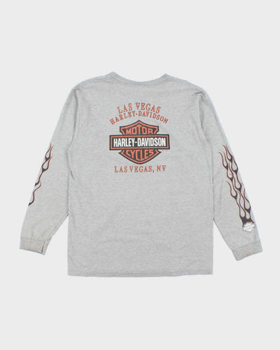 Vintage 2000's Harley Davidson Flame Logo Pocket Long-sleeve T-Shirt - L