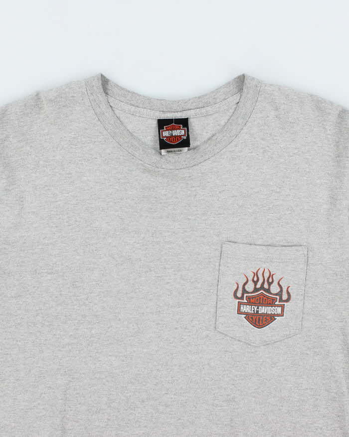 Vintage 2000's Harley Davidson Flame Logo Pocket Long-sleeve T-Shirt - L