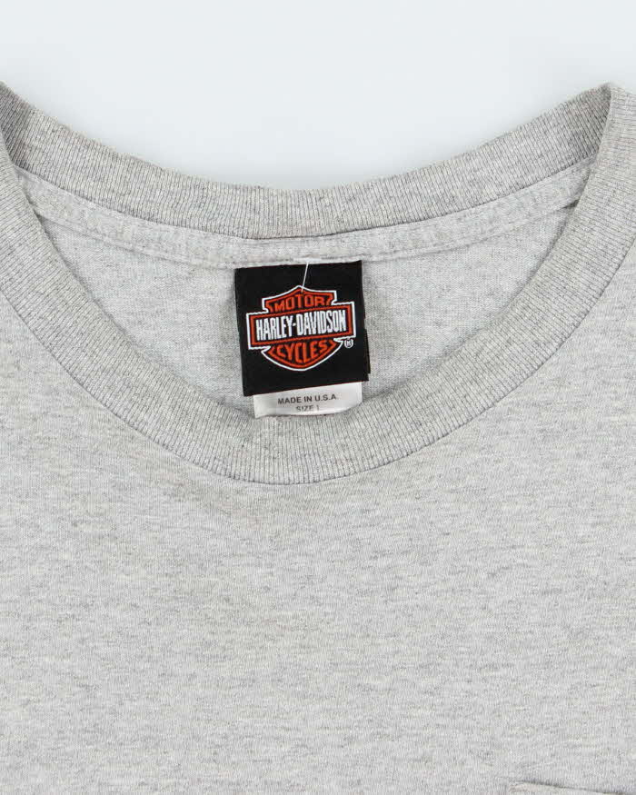 Vintage 2000's Harley Davidson Flame Logo Pocket Long-sleeve T-Shirt - L