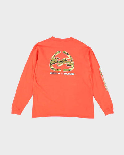 Vintage Y2K Billabong Camo Logo Long-sleeved T-Shirt - M