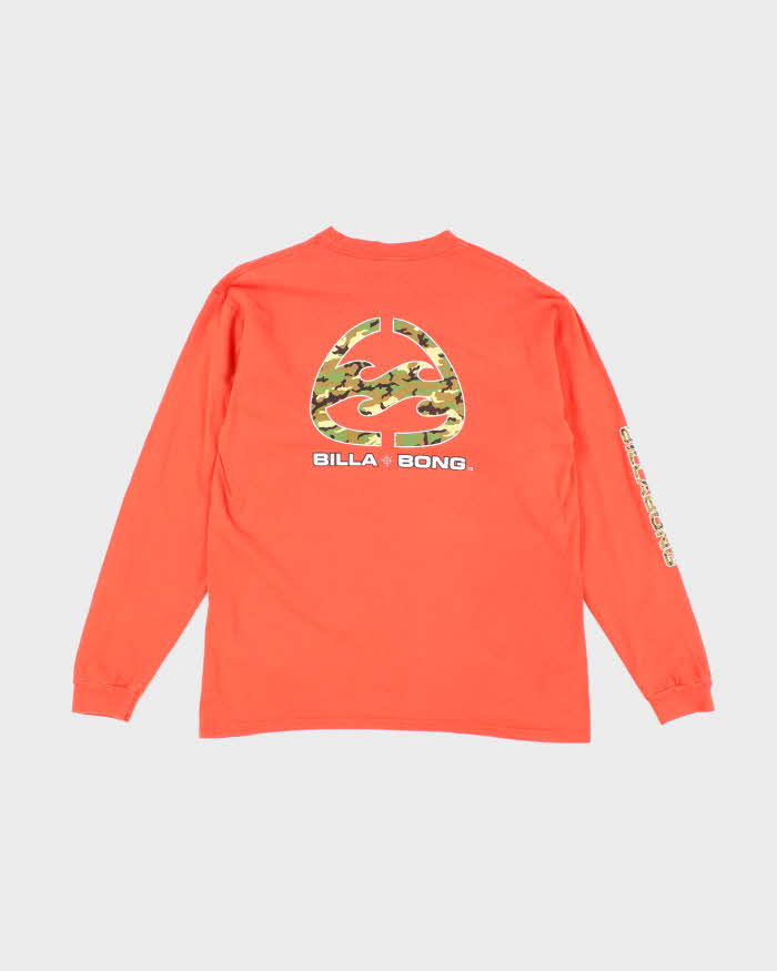 Vintage Y2K Billabong Camo Logo Long-sleeved T-Shirt - M