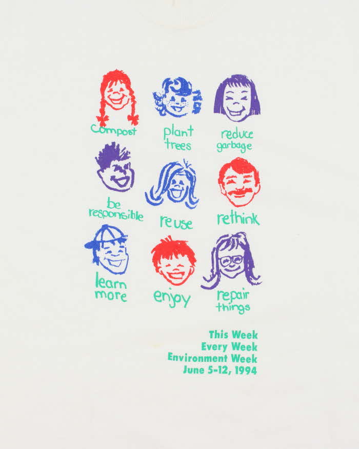 Vintage 90s Environmental Week 1994 Single Stitch T-shirt - XL