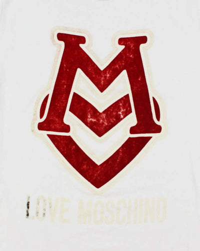 Love Moschino Red Velvet Print T-Shirt - M