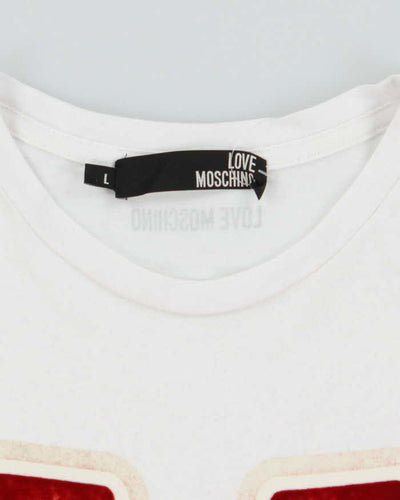 Love Moschino Red Velvet Print T-Shirt - M