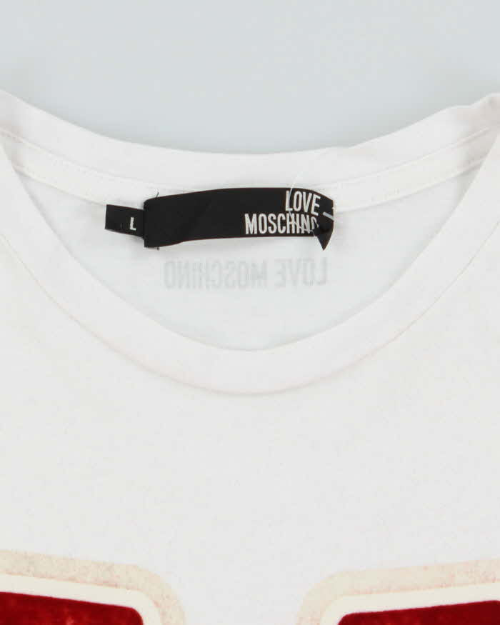 Love Moschino Red Velvet Print T-Shirt - M