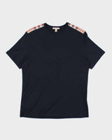 Burberry Black with Plaid Detail T-Shirt - M
