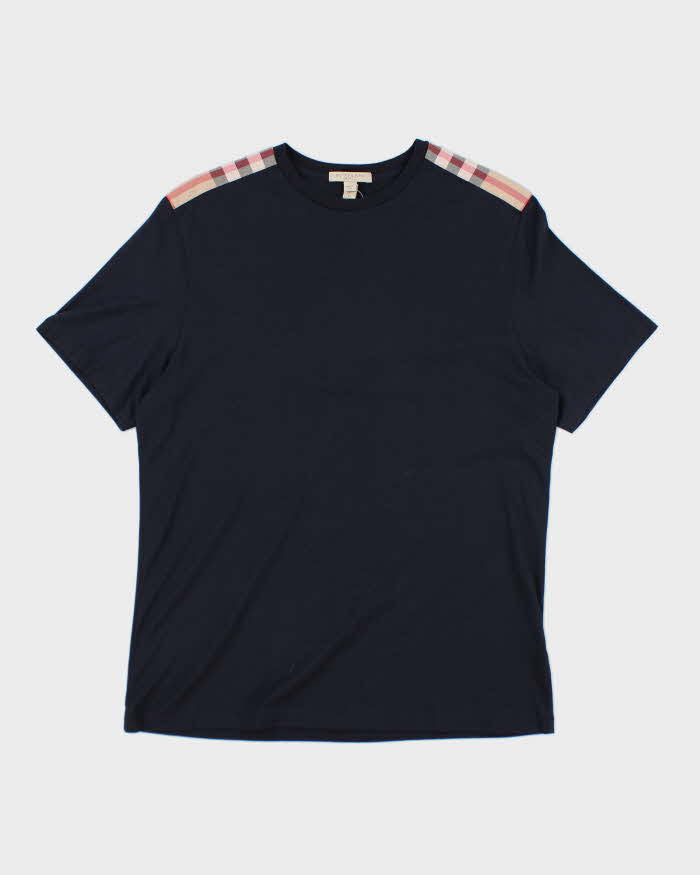 Burberry Black with Plaid Detail T-Shirt - M