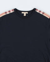 Burberry Black with Plaid Detail T-Shirt - M