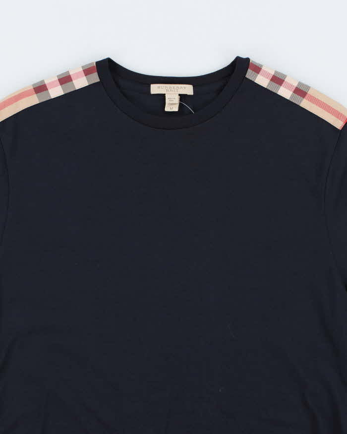 Burberry Black with Plaid Detail T-Shirt - M