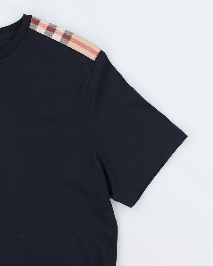 Burberry Black with Plaid Detail T-Shirt - M