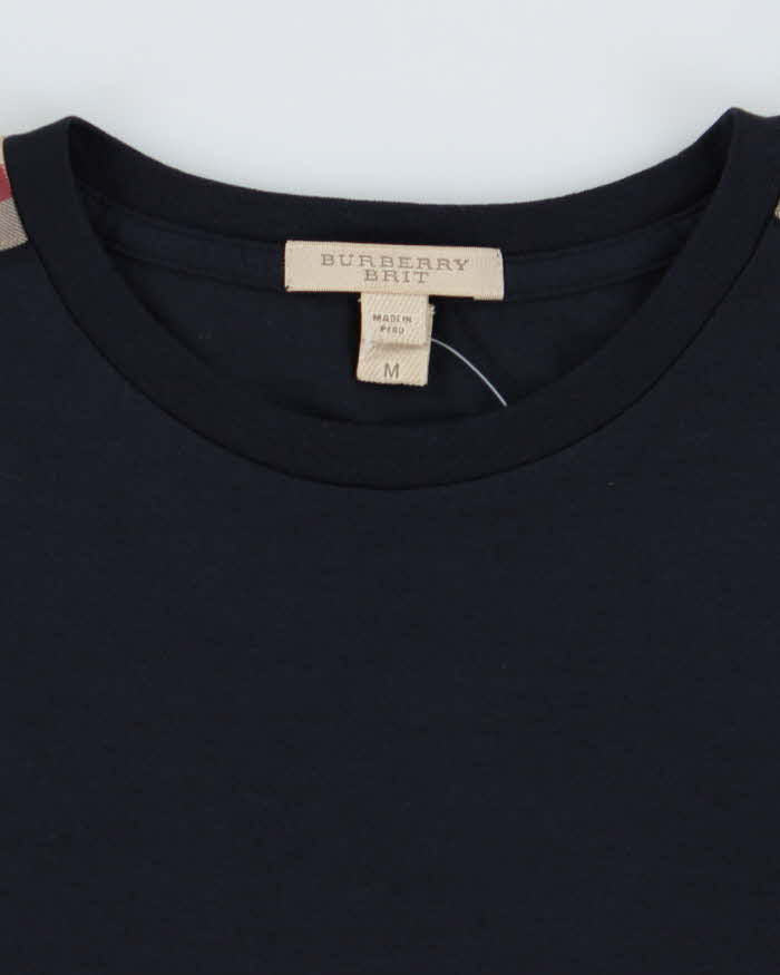 Burberry Black with Plaid Detail T-Shirt - M