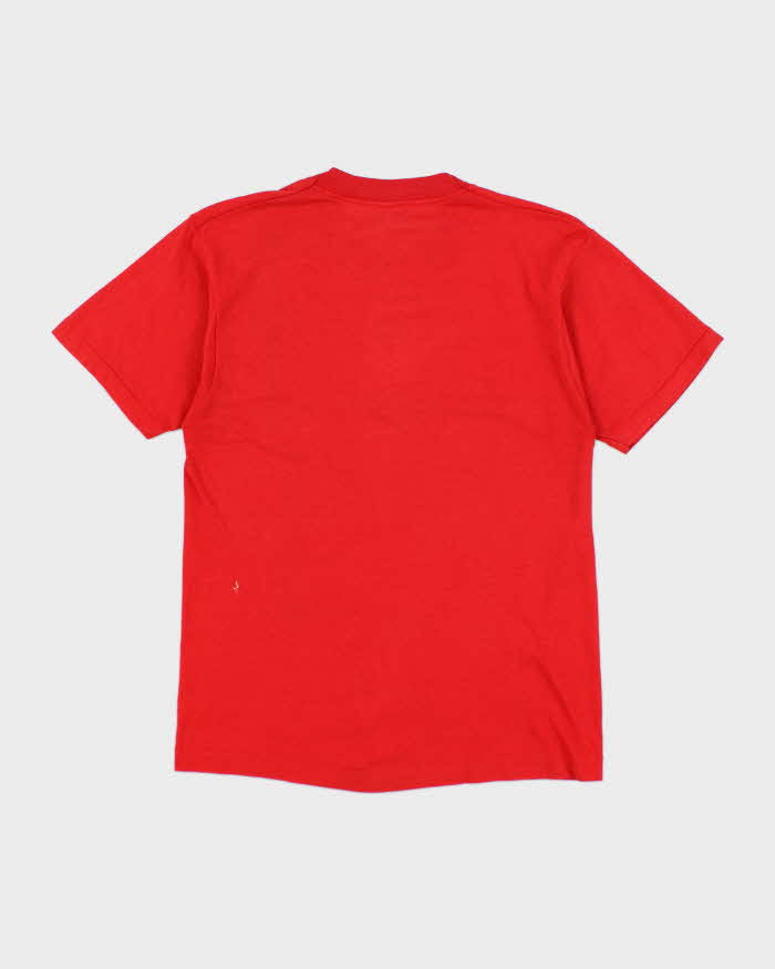 Vintage 90s Red Screen Stars Cougars Jet Print T-Shirt - M