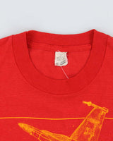 Vintage 90s Red Screen Stars Cougars Jet Print T-Shirt - M