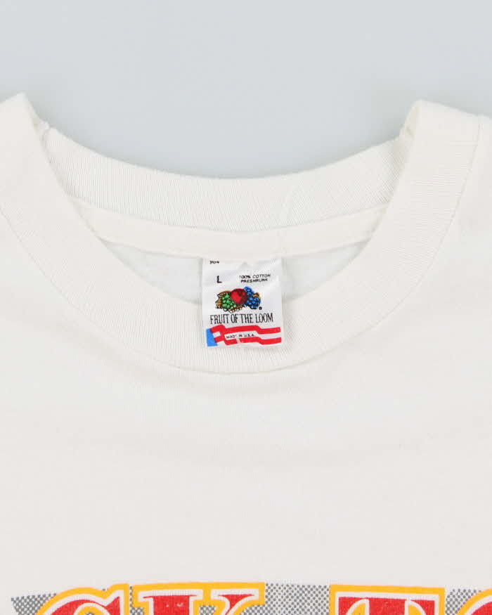 Vintage Early 90s White Pittsburg Penguins Stanley Cup Print T-Shirt - L