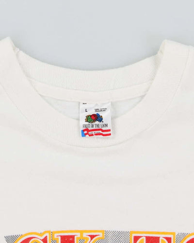 Vintage Early 90s White Pittsburg Penguins Stanley Cup Print T-Shirt - L