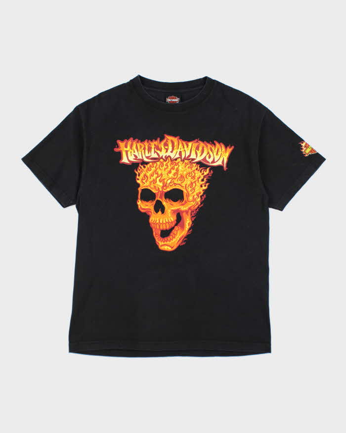 Vintage Harley Davidson Flaming Skull Graphic T-Shirt - M