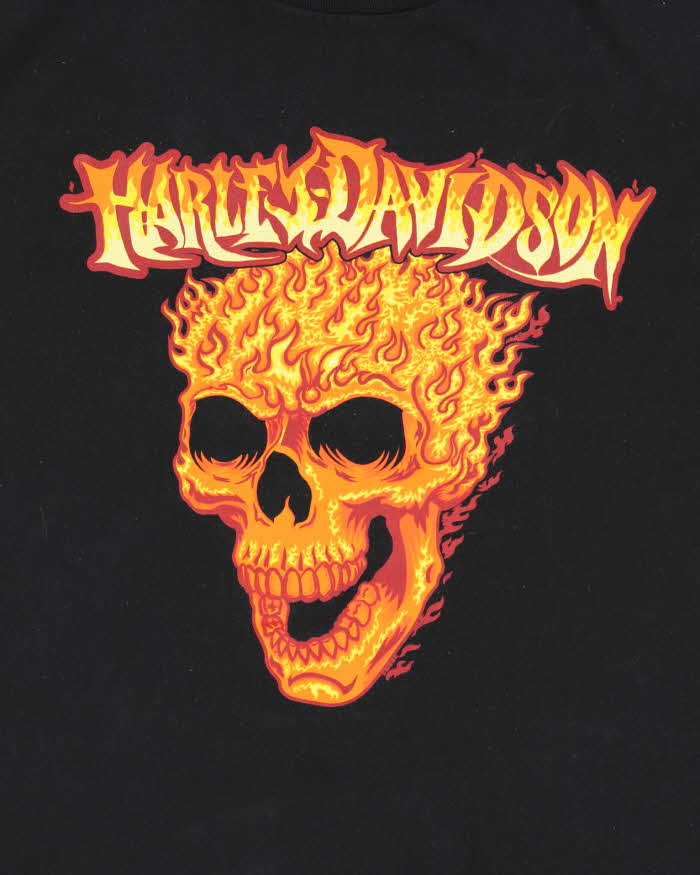 Vintage Harley Davidson Flaming Skull Graphic T-Shirt - M