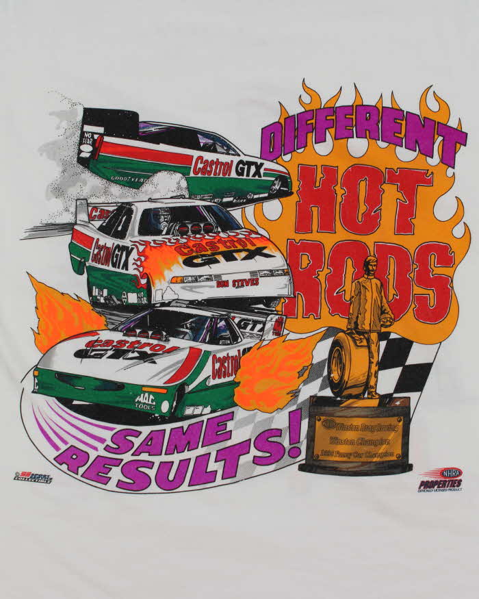 Vintage 90's Signed John Force Car Racing Graphic T-Shirt - L