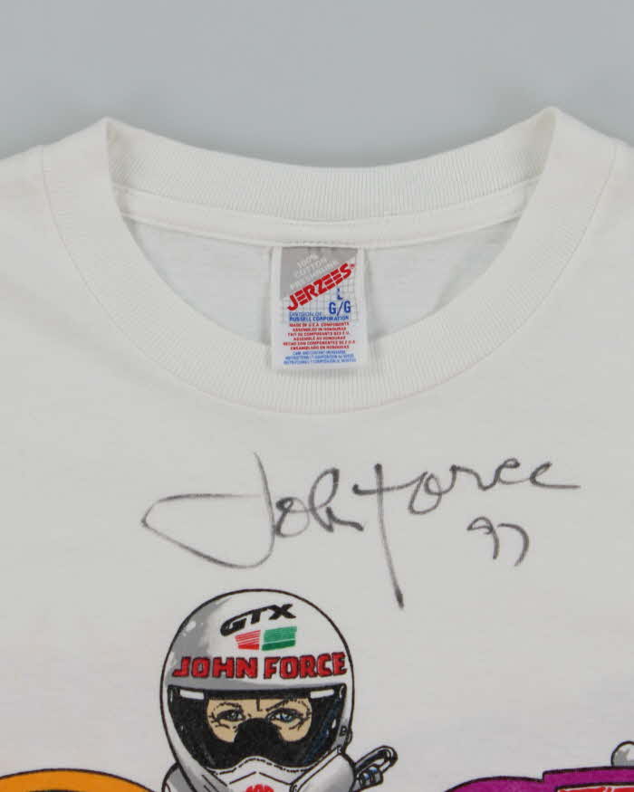 Vintage 90's Signed John Force Car Racing Graphic T-Shirt - L