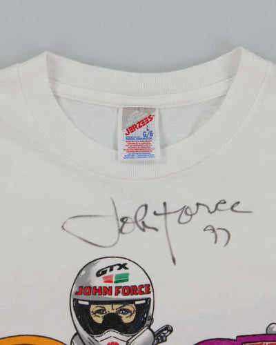 Vintage 90's Signed John Force Car Racing Graphic T-Shirt - L