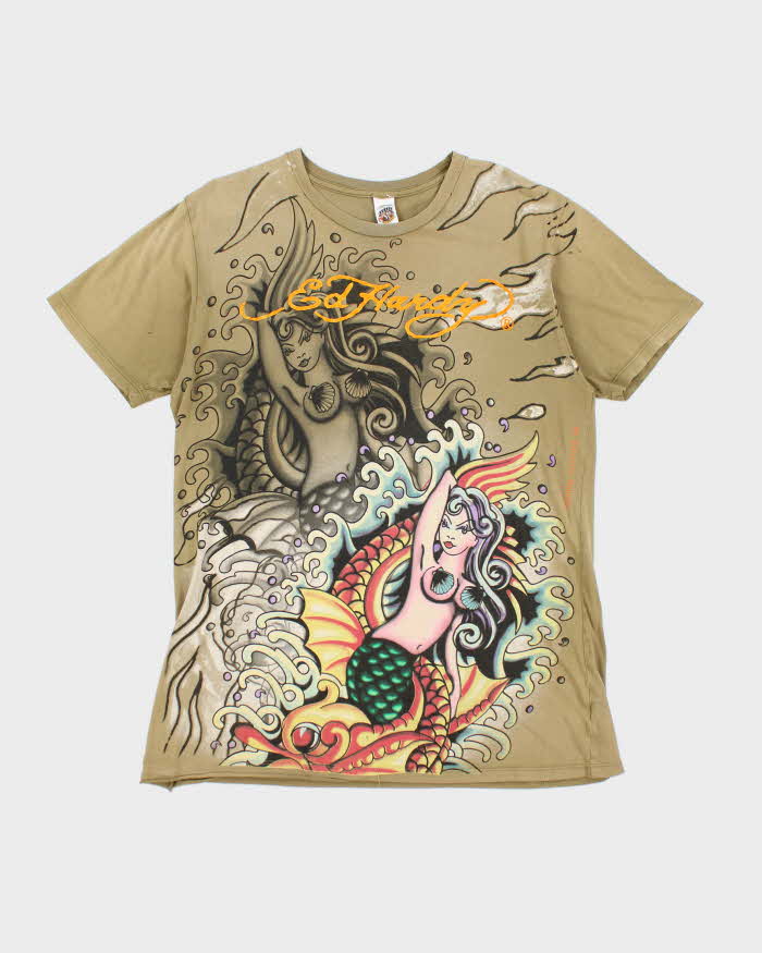 Vintage 2000's Ed Hardy Mermaid Graphic T-Shirt - L
