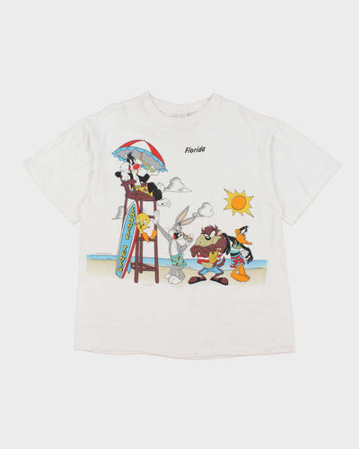 Vintage 90s Looney Tunes White Cotton T-Shirt - XL