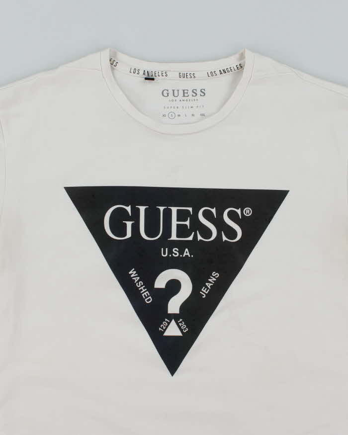 Guess Chromatic Print White Cotton T-Shirt - S