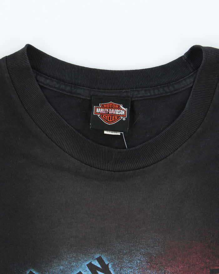 Vintage Y2K Harley Davidson Patriot Skull Graphic T-Shirt - L