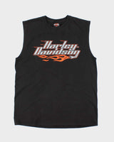 Vintage Harley Davidson Spell Out Graphic Cut Off T-Shirt - L