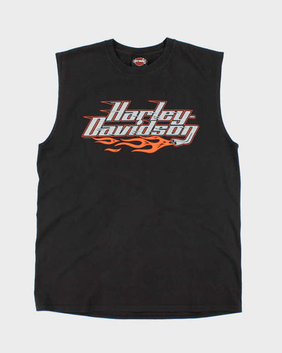 Vintage Harley Davidson Spell Out Graphic Cut Off T-Shirt - L
